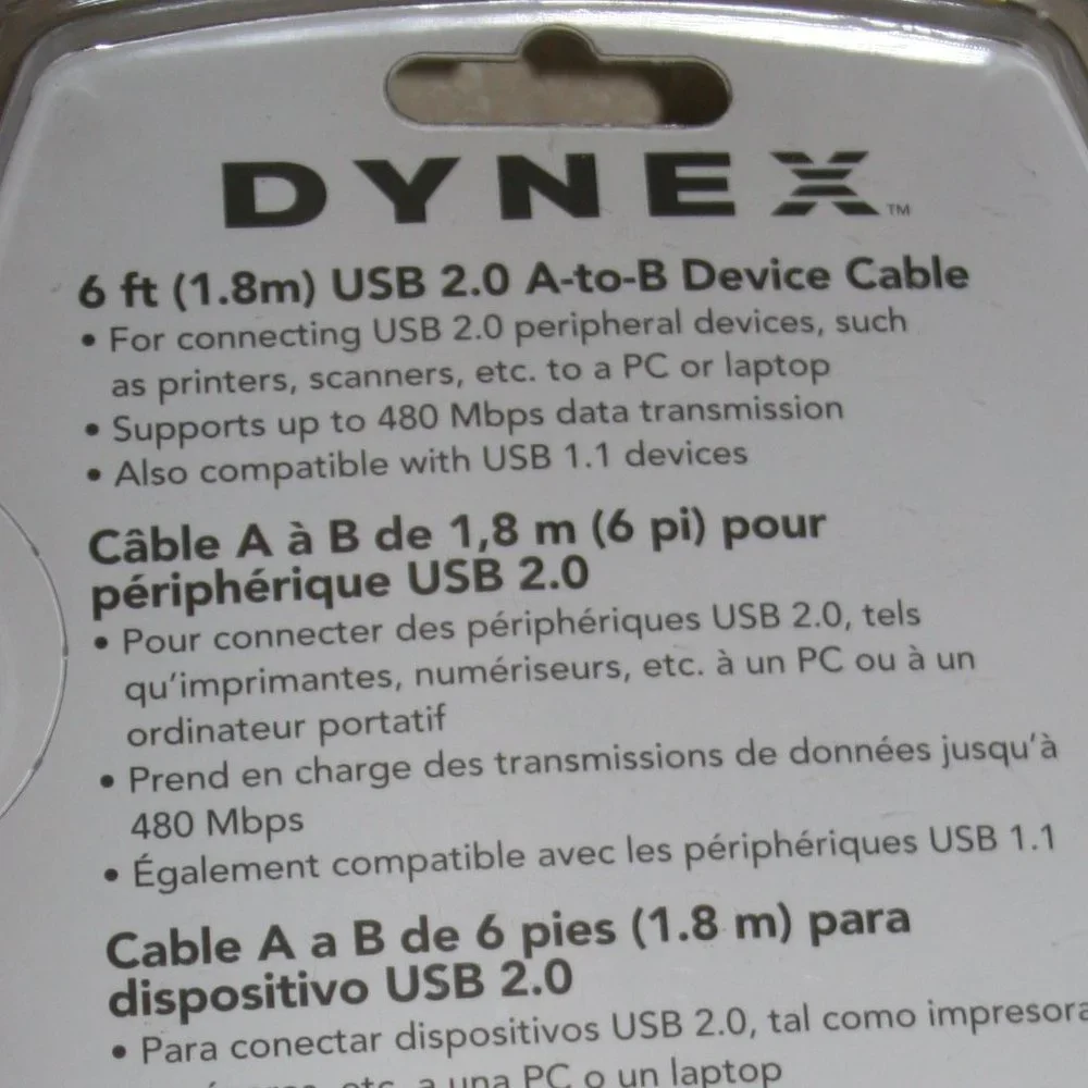 Insignia & Dynex 6 FT. USB 2.0 A to B Cables (NIB)